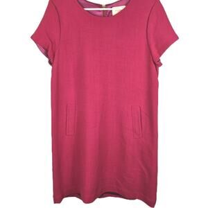 Kate Spade New York Women Pink Back Zip Dress Size XL Wool Blend Pockets Barbie